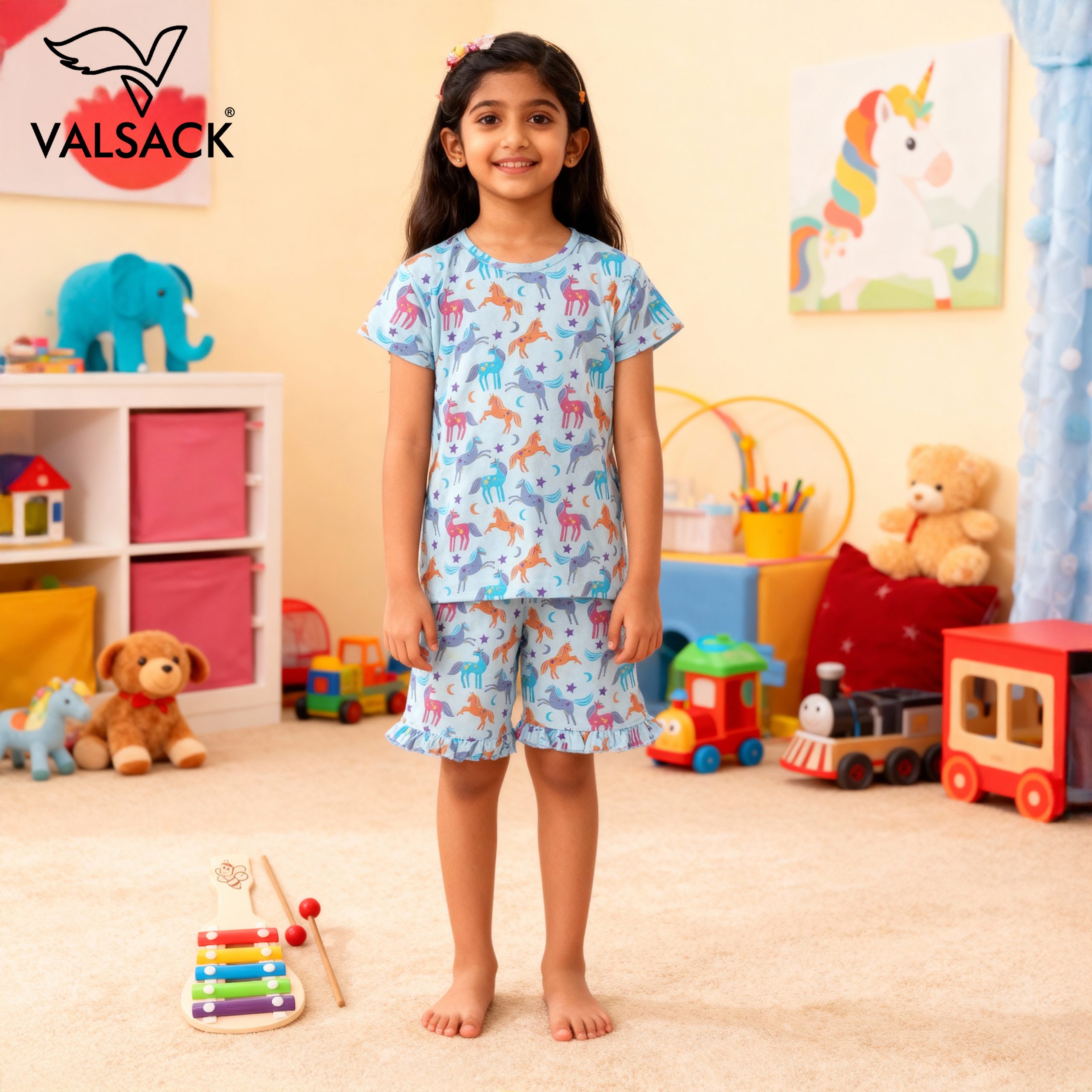 007 GK007-Kids Girls T -Shirt & Frill Shorts - Image 1