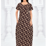 1520PN-Elegant Brown Leaf Pattern Pranjul Nighty