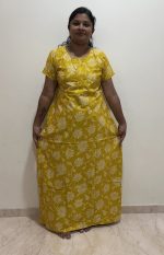 1526PN-Bright Yellow Floral Pattern Pranjul  Nighty - Image 2
