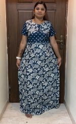 0A1545PN-Blue Floral Pattern Pranjul Nighty - Image 2