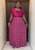 1547PN-Pink Checked Pattern Pranjul Nighty - Image 2