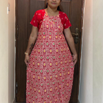 0A1563PN-Red Blossom Pattern Pranjul Nighty