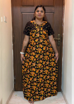 0A1503PN-yellow flower pattern pranjul nighty