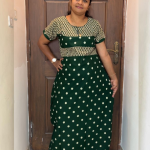 0A1525PN-Bottle Green Dotted Pattern Pranjul  Nighty