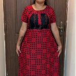 0A1524PN-Maroon with Black Dotted Pattern Pranjul  Nighty