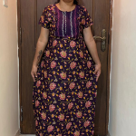 0A1517PN-Stylish Purple Floral Pattern Pranjul Nighty