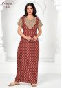 Red with Gray pattern Pranjul Nighty