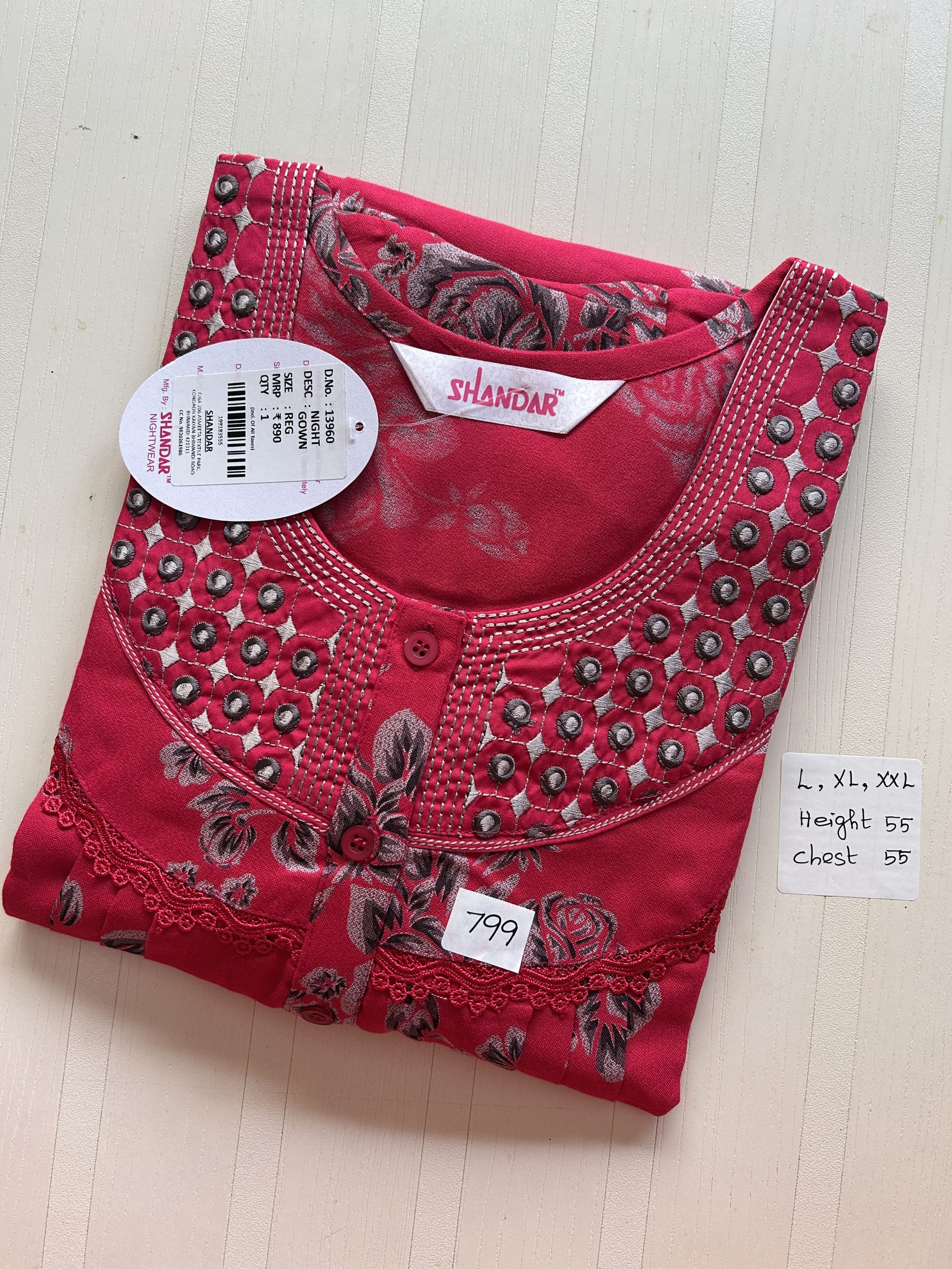 LIGHT RED SHANDAR NIGHTIES