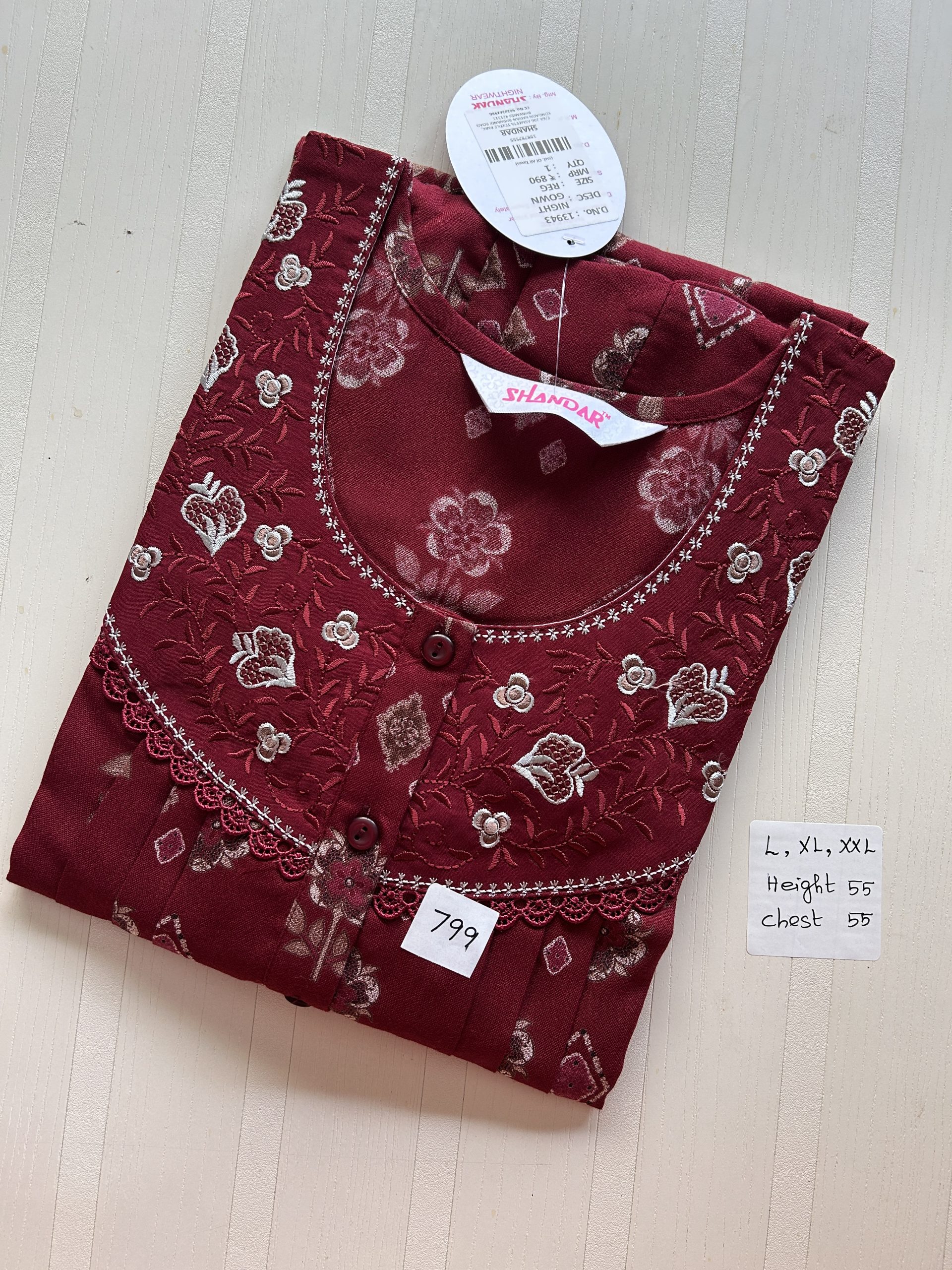 Reddish brown flower pattern shandar