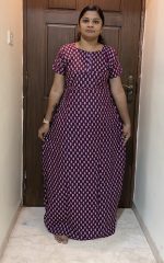 1509PN-Meganta Flower Pattern Pranjul Nighty - Image 2