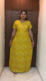 0A1506PN-Elegant mustard yellow pranjul nighty