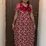 0A1518PN-Brown Floral Pattern Pranjul Nighty