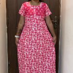 0A1515PN-Unique Pink Floral Pattern Pranjul Nighty