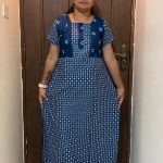 0A1528PN-Dark & Sky Blue Pranjul Nighty