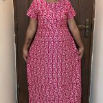 0A1527PN-Stylish Pink With White Pranjul Nighty