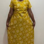 0A1526PN-Bright Yellow Floral Pattern Pranjul  Nighty