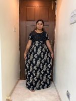 0A1540PN-Blue Big Floral Printed Pranjul Nighty