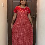 0A1544PN-Red Circle Pattern Pranjul Nighty