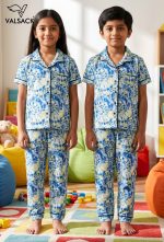 UK003-Kids Unisex Open Collar Night Suit