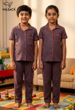 UK009-Kids Unisex Open Collar Night Suit