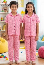 UK008-Kids Unisex Open Collar Night Suit