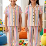 UK007-Kids Unisex Open Collar Night Suit