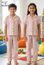 UK007-Kids Unisex Open Collar Night Suit