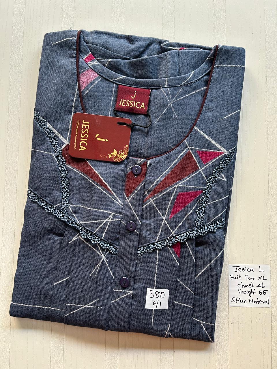 WhatsApp Image 2026-01-17 at 5.09.52 PM (3) 0191JL-Jessica Spun Pleats Nighty - Under 599 - Image 1