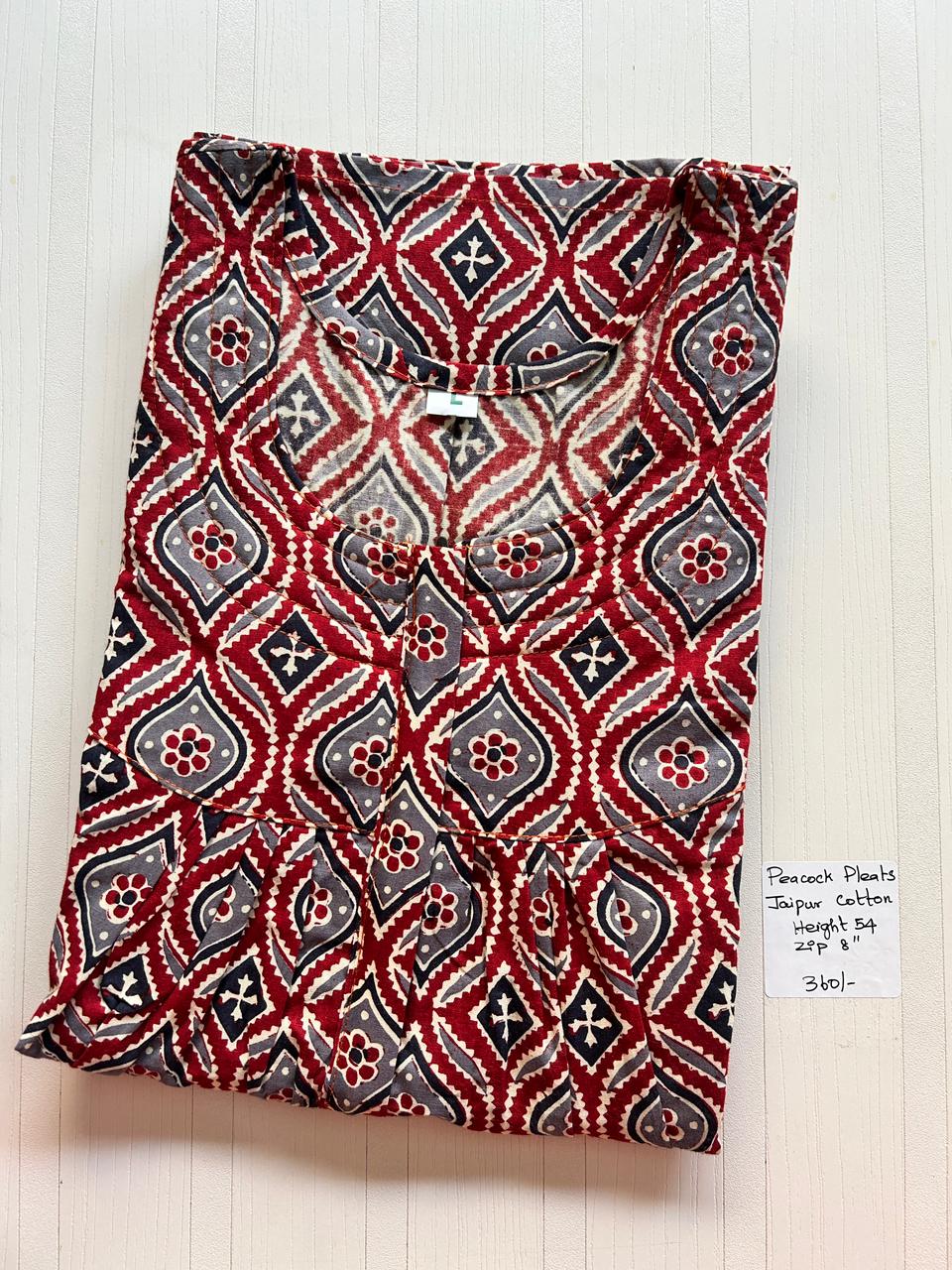 WhatsApp Image 2026-01-29 at 5.34.09 PM PPZ005-Peacock Pleats Jaipur Cotton Zip Nighty - Image 1