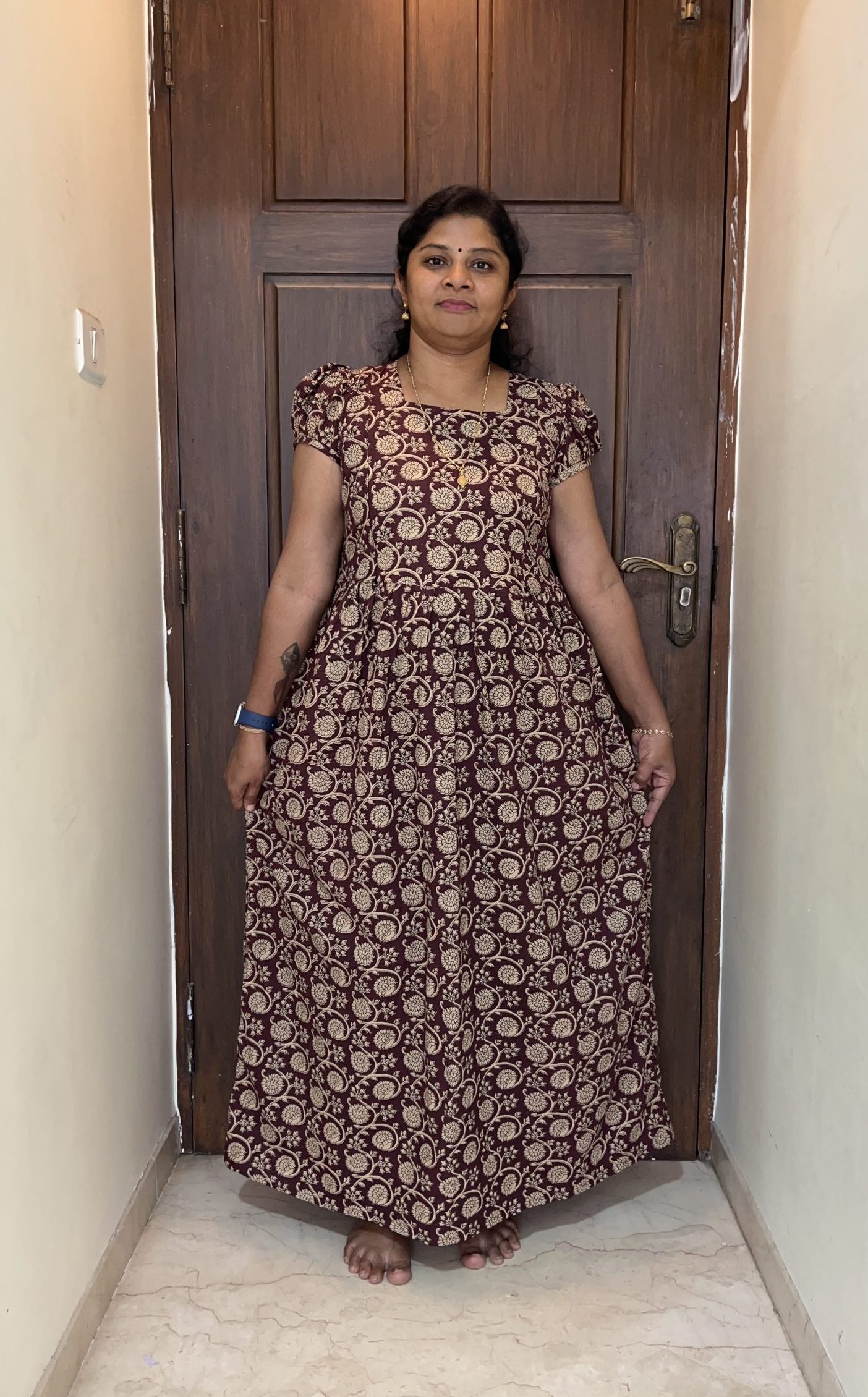 IMG_0679 PJC021-Peacock feeding frock Puff sleeve - Image 1