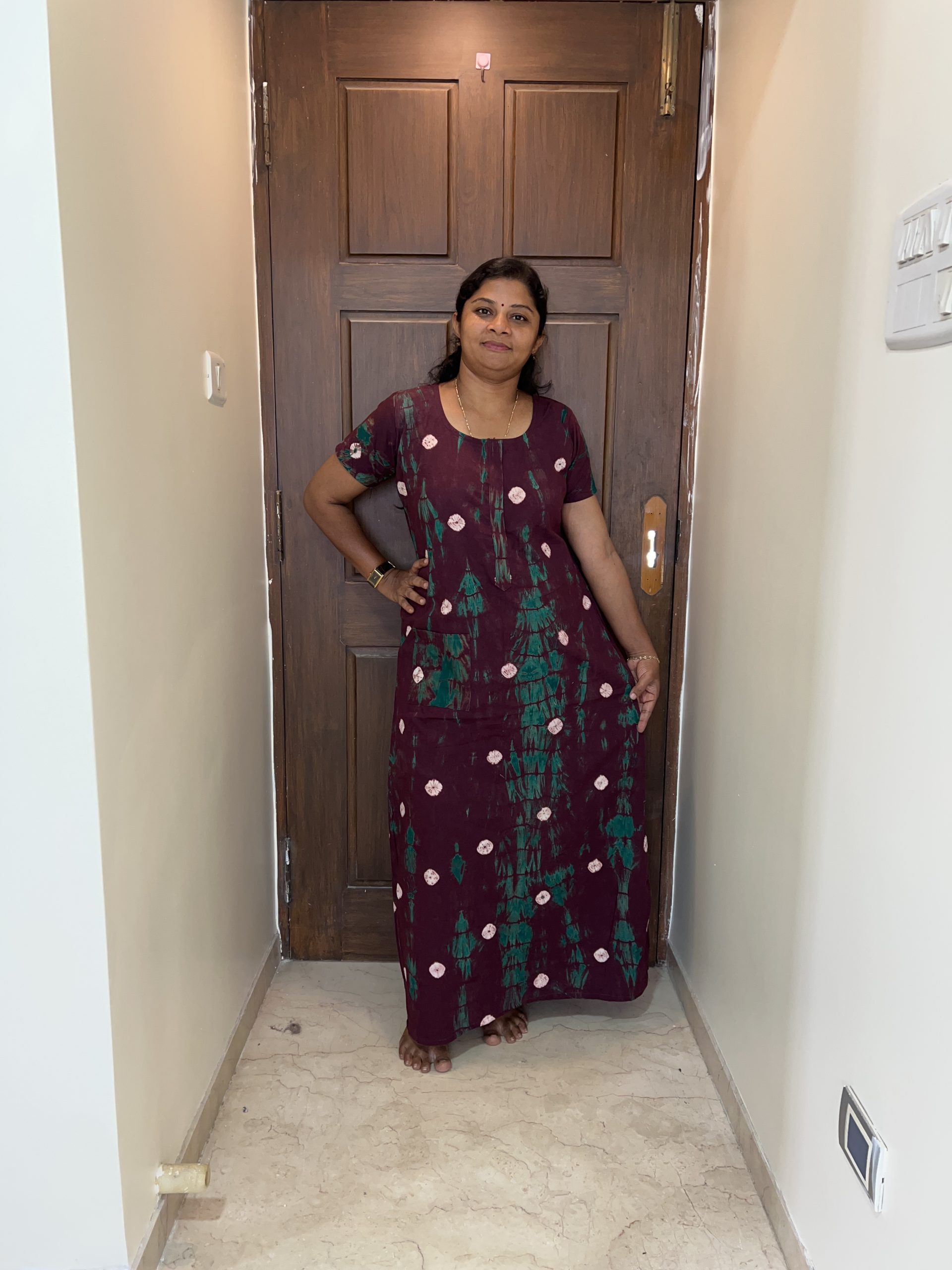 IMG_6995 PPCZ103-Peacock Pure Cotton Zip Nighty - Image 1