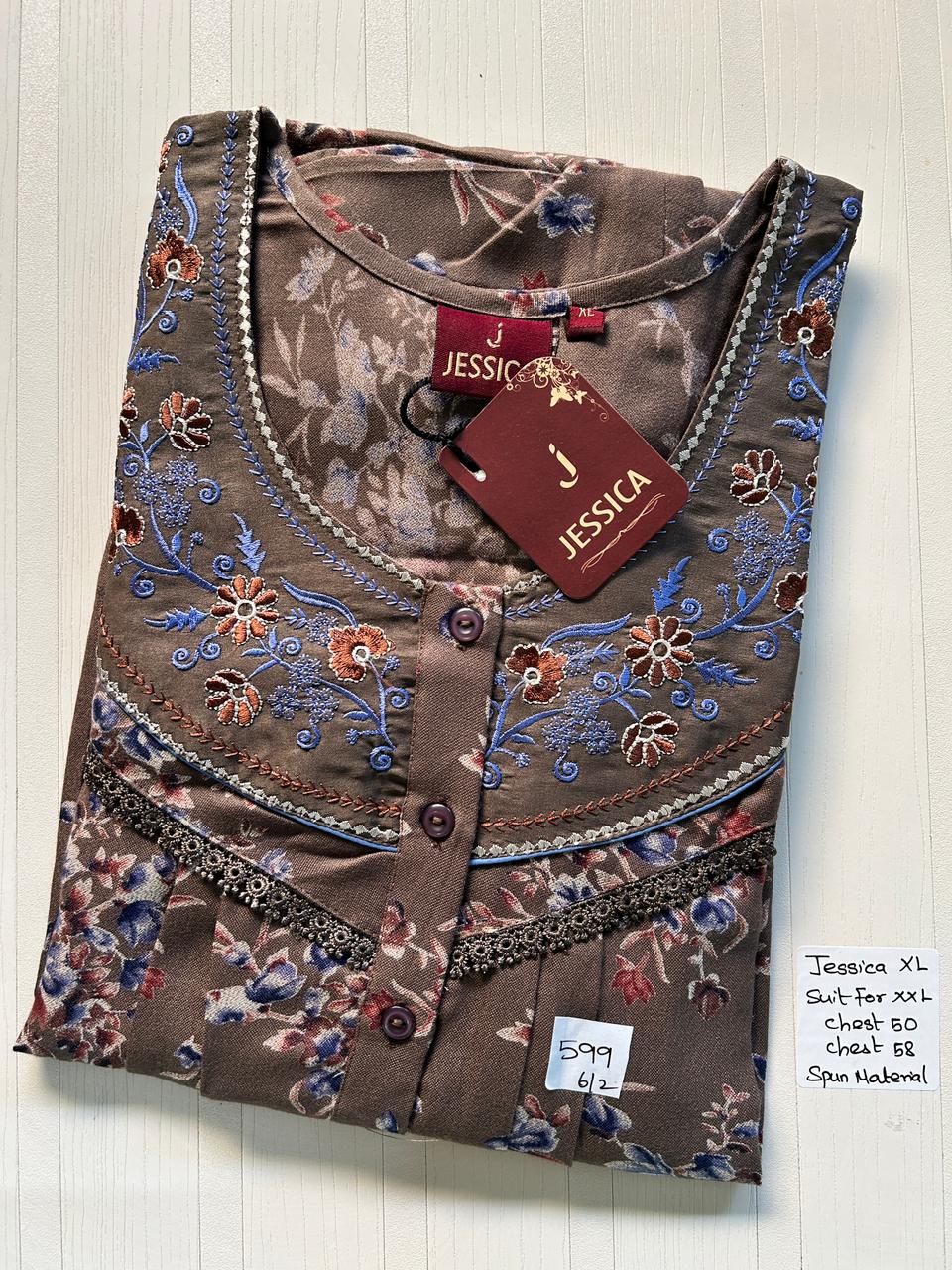 WhatsApp Image 2026-02-23 at 7.07.02 AM (1) 001AJXLN-139-Jessica Embroidery Pleats Nighty - Image 1