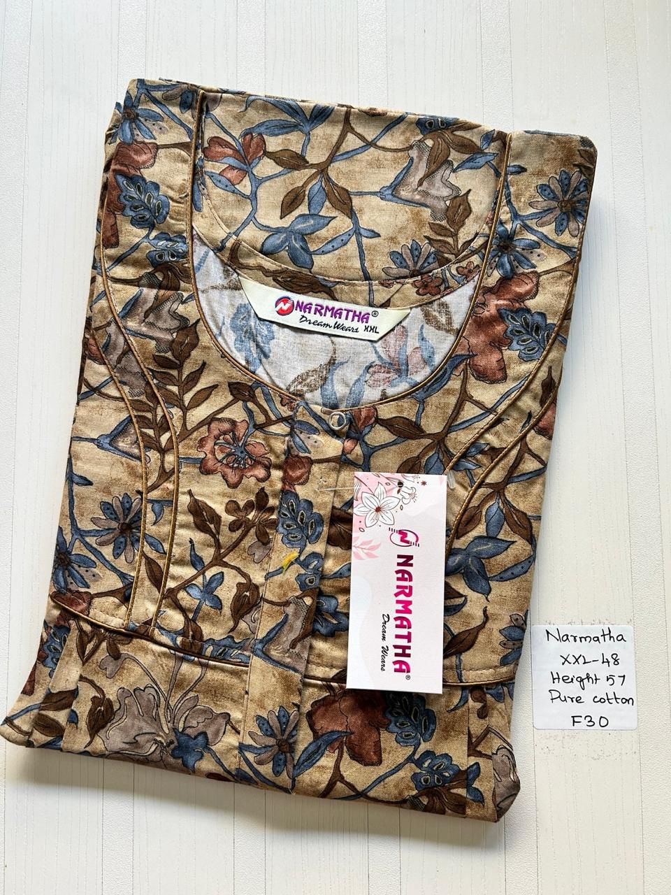 WhatsApp Image 2026-03-27 at 7.19.36 PM 00N-NCZ-002-NARMADHA ZIP PURE COTTON NIGHTY - Image 1