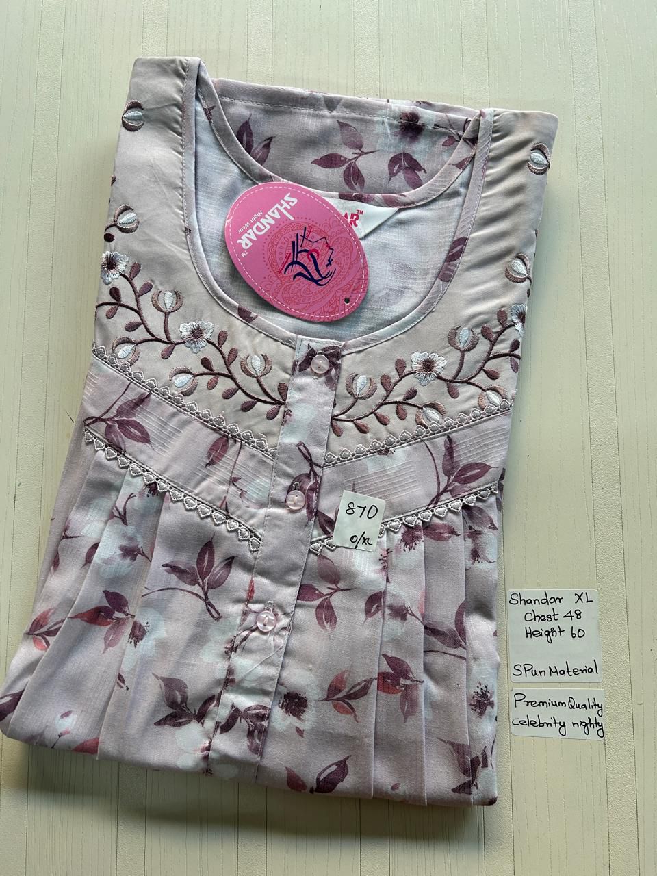 WhatsApp Image 2026-03-28 at 11.40.13 AM 00CC-SSSH-115- Height Shandar Spun Nighty - Image 1