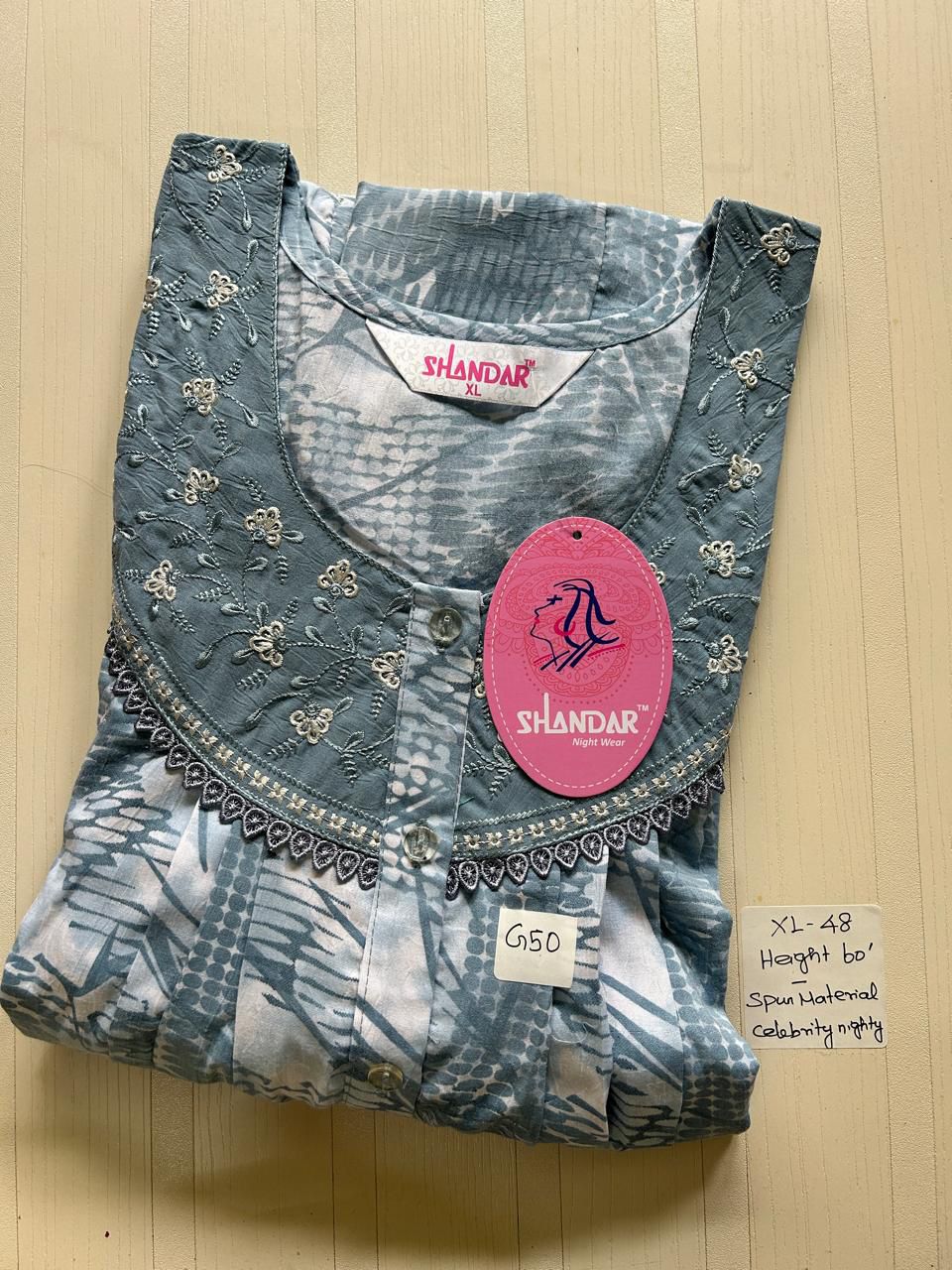 WhatsApp Image 2026-03-28 at 11.40.16 AM (2) 00CC-SSSH-092- Height Shandar Spun Nighty - Image 1