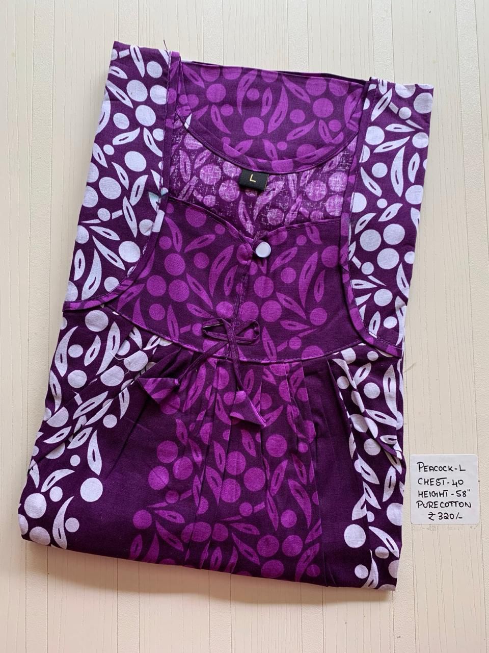 WhatsApp Image 2026-03-30 at 6.49.53 PM 00AA-PFPNPZ-020-Height Peacock pleats No Ziip Nighty - Image 1