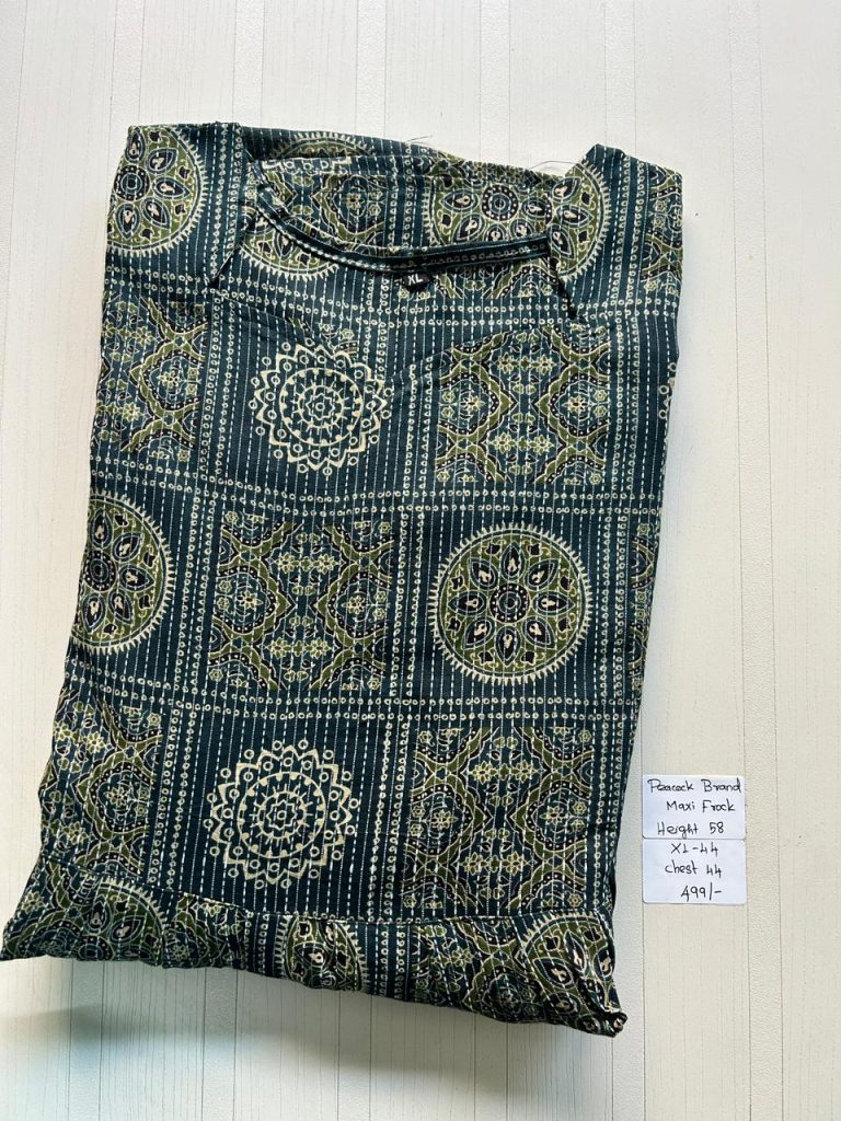 MF0019 Peacock maxi frock height
